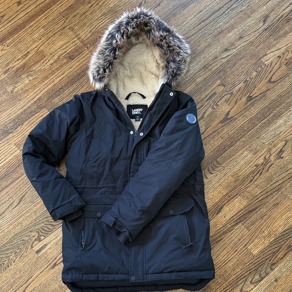 Lands' End Black Kids Expedition Waterproof Winter Down Parka
